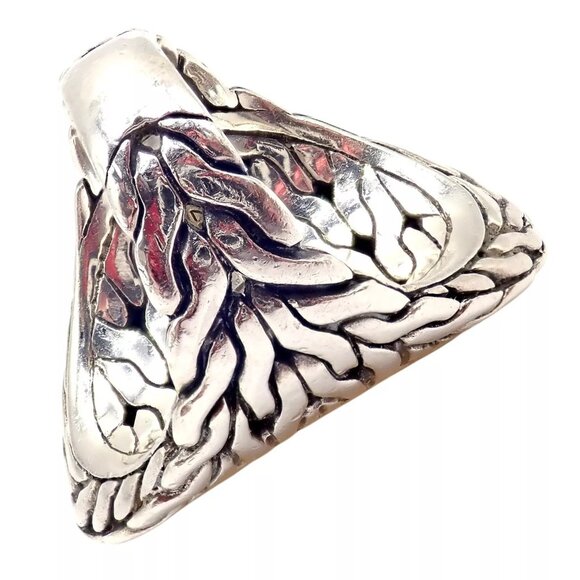 John Hardy JH Silver 22k Yellow Gold Classic Palu Saddle Cocktail Ring sz 7 - Picture 12 of 14